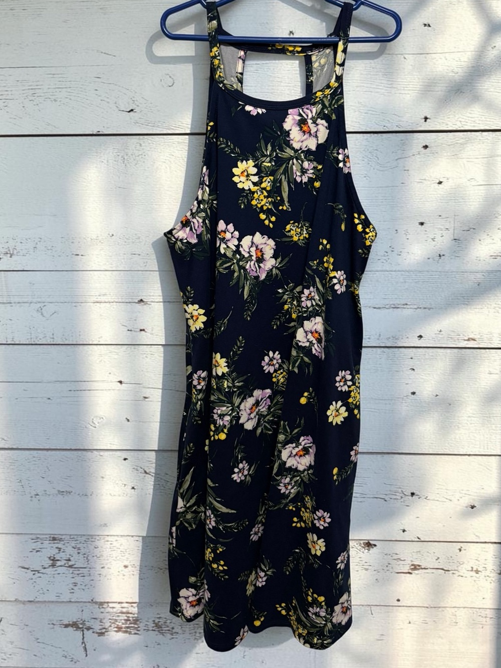 NWT Nine Britton Navy Floral Sleeveless Midi with Open Back and Pockets - Medium